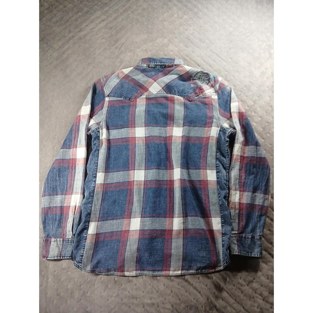 Buffalo David Bitton Mens Plaid Western Button Up Shirt Blue Red Model 100 Large - Picture 8 of 8